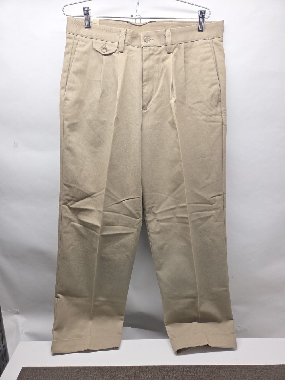 Vintage Dockers Pants Mens 34X29 Tan Original Khaki Relaxed Pleated Cuffed